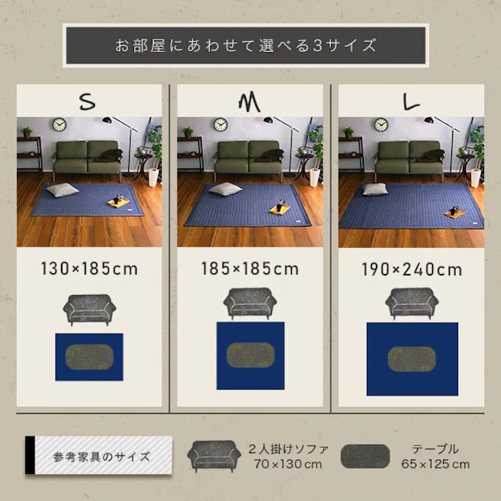 HomeTaste キルティングデニム調ラグSサイズ(130×185cm)オールシーズン 滑り止め付き 手洗い対応【Derid-デリッドー】 ブラウン マット インテリアラグ 畳 DRG-S--BR---LF2【別送品】