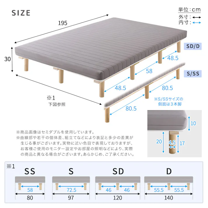 HomeTaste 脚付きウレタンロールマットレス【SPINNAM-スピンナムー】 セミシングルサイズ ブラック サイズ展開豊富 脚付きマットレス 寝具 ERM-03SS--BK【別送品】
