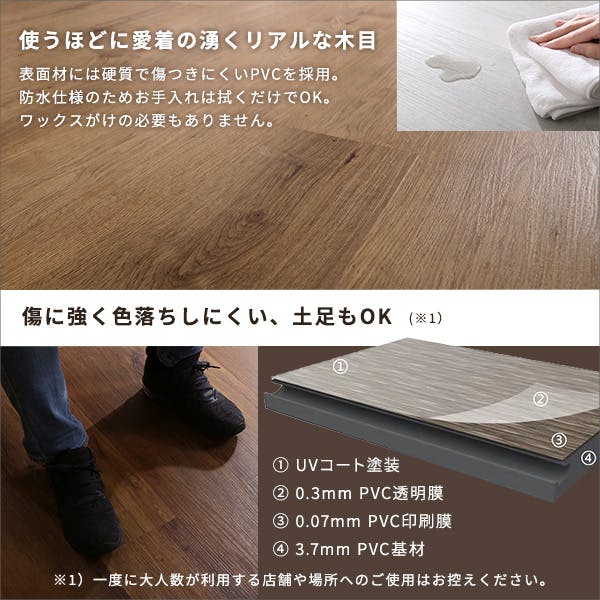 HomeTaste はめこみ式フロアタイル 96枚セット【Wood Flats-ウッド