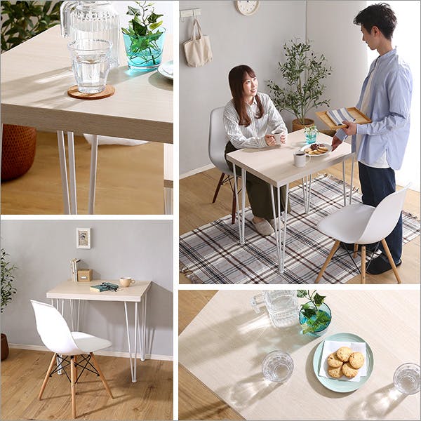 HomeTaste さわやかなオシャレテーブル75cm幅 ホワイトオーク おしゃれ