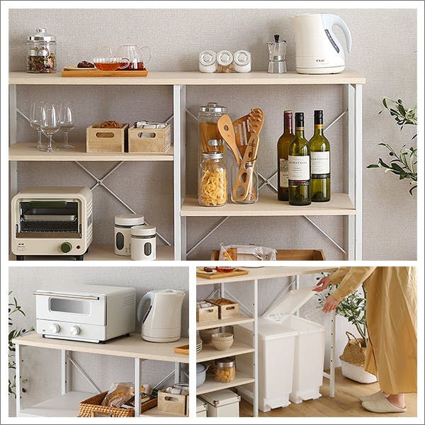 HomeTaste さわやかなごみ箱上キッチンカウンター120cm幅 ホワイト