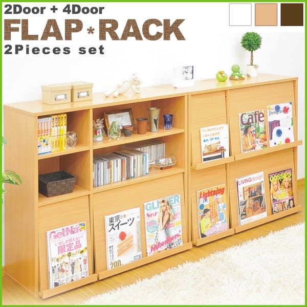 HomeTaste 魅せて隠す収納!ディスプレイラック2個セット(本棚・リビング収納) ホワイト 見せる収納 漫画 趣味 GR-FR-2P--WH【別送品】