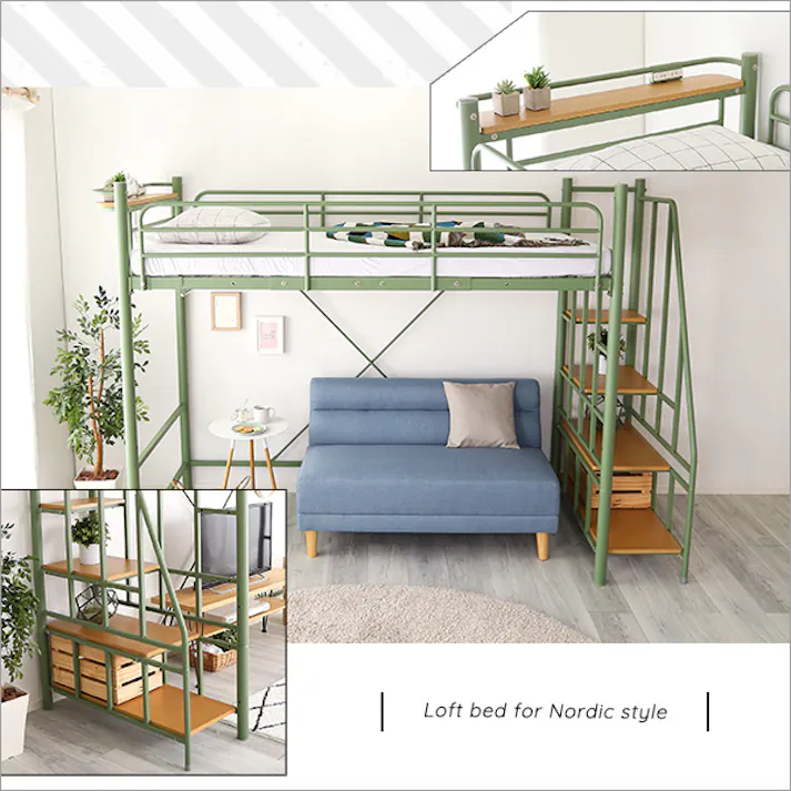 HomeTaste 北欧インテリア 階段付き ロフトベッド【selva-セルヴァー】 ブラック 寝具 おしゃれ 安いベッド HOHT70-95--BK【別送品】