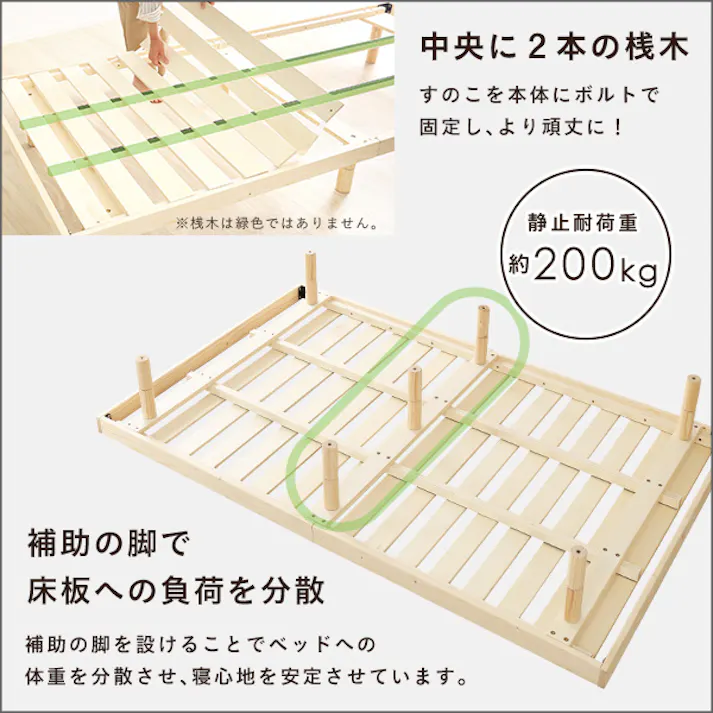 HomeTaste 北欧インテリア 天然木すのこベッド セミダブル【ヒュッゲーHygge-】 ホワイトウォッシュ 寝具 おしゃれ 安いベッド HO-L01SD--WHW【別送品】