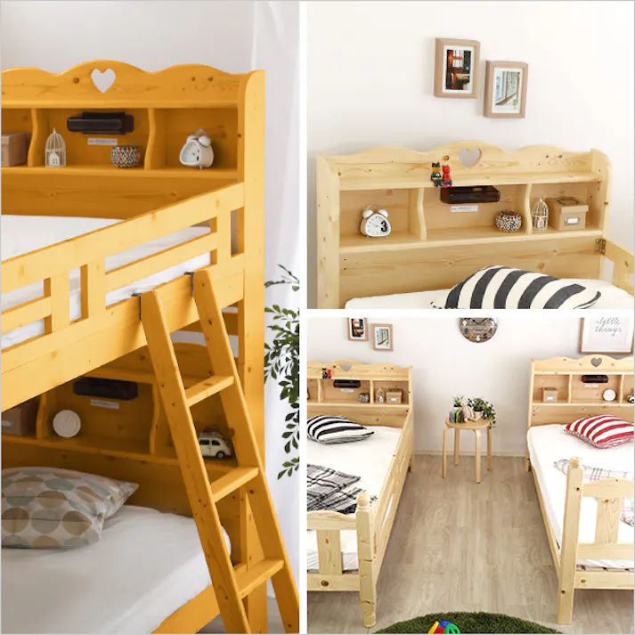 HomeTaste 耐震仕様のすのこ2段ベッド【CERRADO-セラードー】(ベッド すのこ 2段) ホワイトウォッシュ 寝具 おしゃれ 倒れない HT-0562--WHW---LF2【別送品】