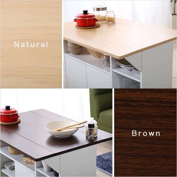 HomeTaste バタフライタイプのキッチンワゴン 、使い方様々でサイド