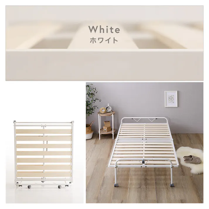 HomeTaste 折りたたみパイプすのこベッド シングル 【Riven-リヴェンー】 ブラック 簡単 折りたたみベッド 寝具 HT-CSKB--BK【別送品】