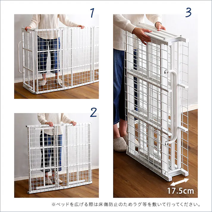 HomeTaste 4つ折り 折りたたみパイプベッド【Vierte-フィルテー】 ブラック コンパクト 4つ折り 持ち運べる HT-FPB--BK【別送品】