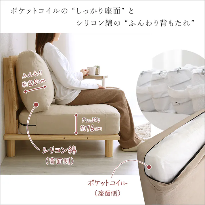HomeTaste ファブリックローソファ 1P ナチュラル 低い ファブリックソファ シンプル HT-LSF-1--NA【別送品】