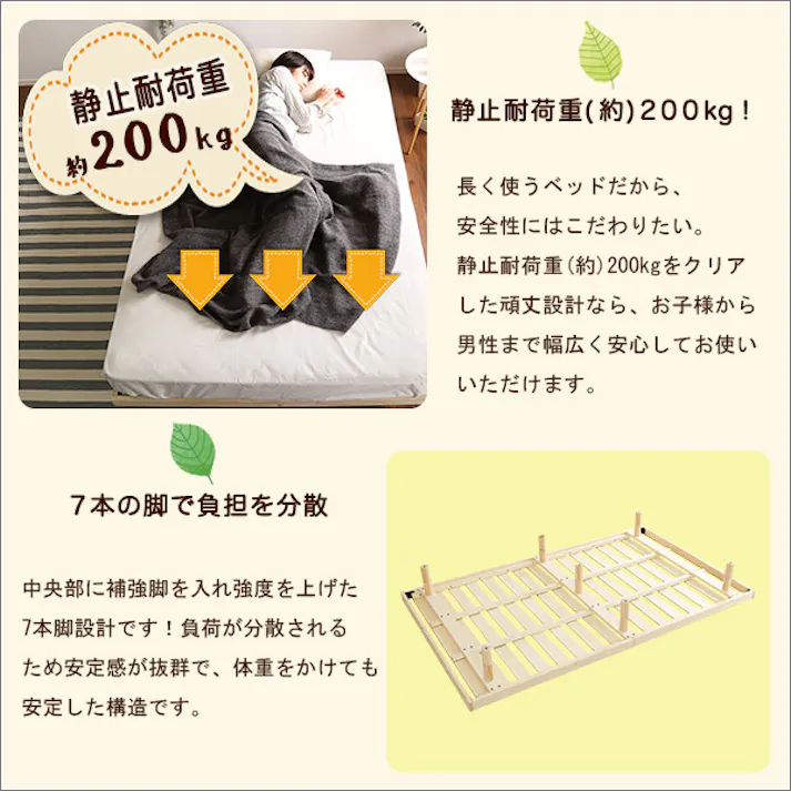 HomeTaste パイン材高さ3段階調整脚付きすのこベッド(セミダブル) ブラウン 安いベッド 1人暮らし向け 簡単組立 LPS-01SD--BR【別送品】