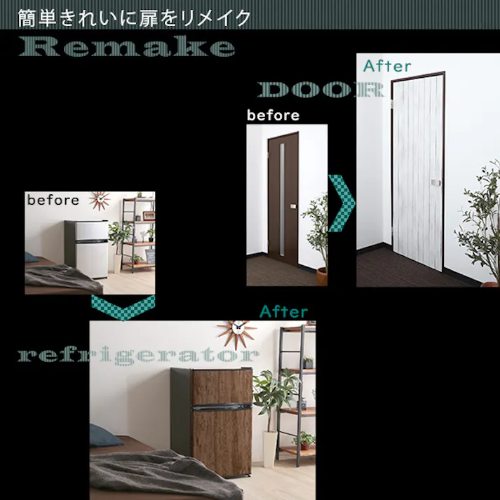 HomeTaste お手軽DIY!貼り直し可能なお手軽扉模様替えシート ブラウン 扉 簡単DIY 防水加工 MG-DRS--BR【別送品】