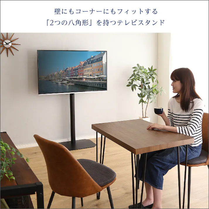 HomeTaste 八角テレビスタンドハイタイプ専用 ハードディスクホルダーセット ブラック テレビ台 美しい シンプル OTG-H-SET--BK【別送品】