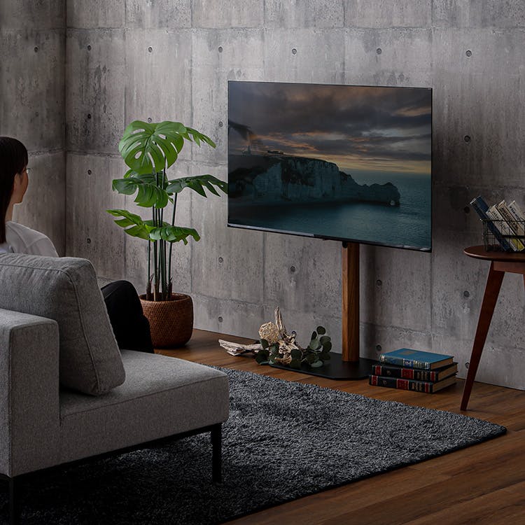 テレビ台　スタンド HomeTaste 木目が美しい八角壁寄せテレビスタンドロータイプ専用