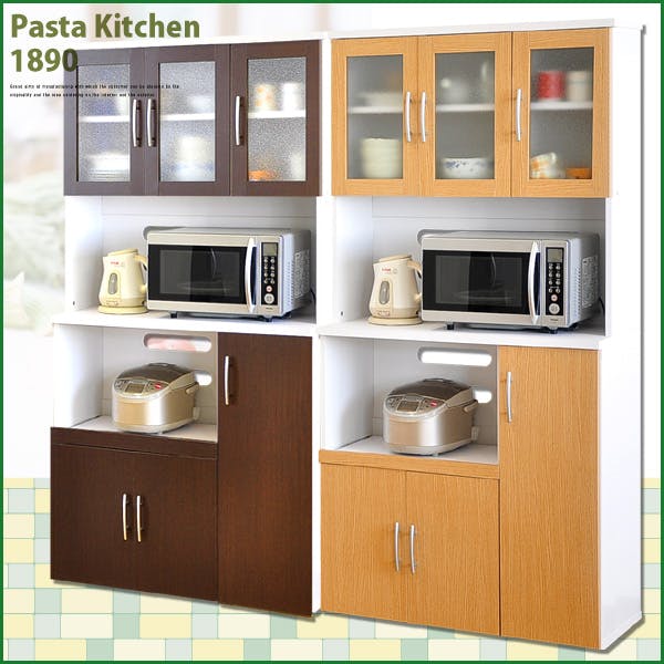 HomeTaste ツートン食器棚(幅90cm×高さ180cmタイプ) ナチュラル キッチン収納 おしゃれ 大容量 PST-1890-NA--LF2 食器棚・レンジボード HomeTaste ツートン食器棚(幅90cm×高さ180cmタイプ) ナチュラル キッチン収納 おしゃれ 大容量 PST-1890-NA--LF2 食器棚・レンジボード