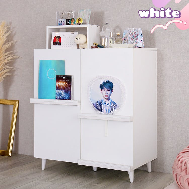 ホワイトキャビネット♡推し活 オタ活 グッズ収納にも♡ HomeTaste 収納たっぷり 推し活キャビネット ホワイト チェキ