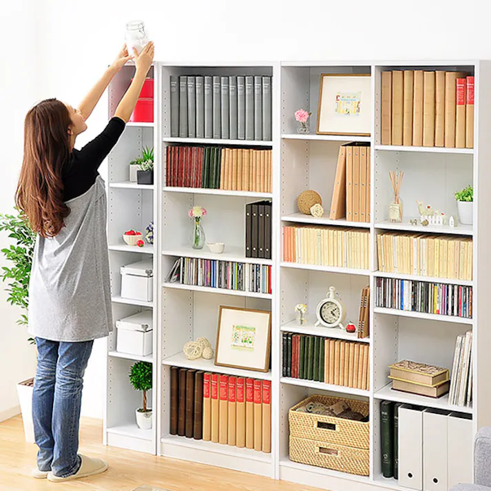 HomeTaste 多目的ラック、マガジンラック(幅60cm)オシャレで大容量な収納本棚、レイアウト自由|Retta-レッター ホワイト 収納 木製 大容量 RT-1860--WH【別送品】