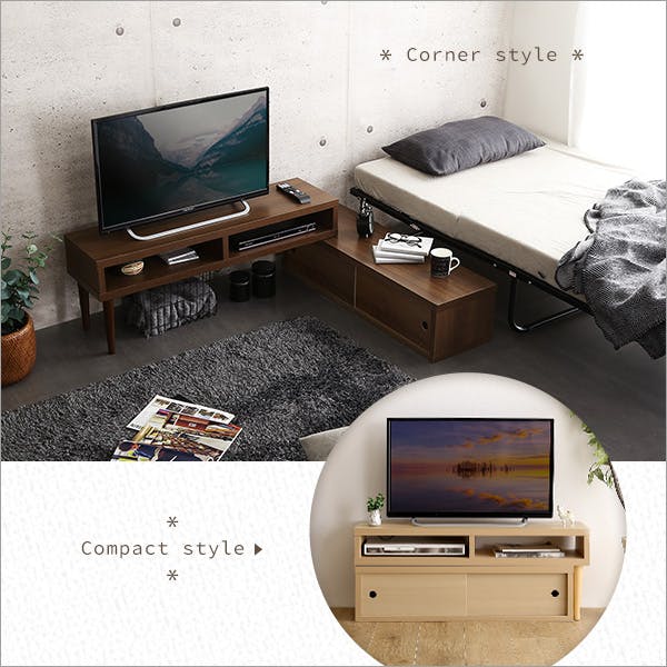 HomeTaste 伸縮式テレビ台 引き戸タイプ ウォールナット おしゃれ 引く