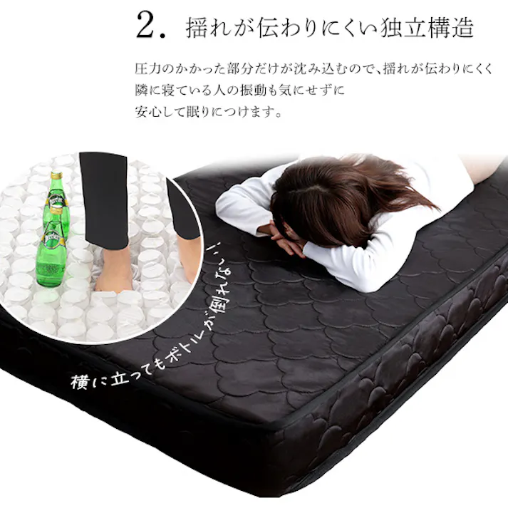HomeTaste ポケットコイルマットレス(シングル) ブラック スリム 熟睡 寝具 SRM-01SS--BK【別送品】
