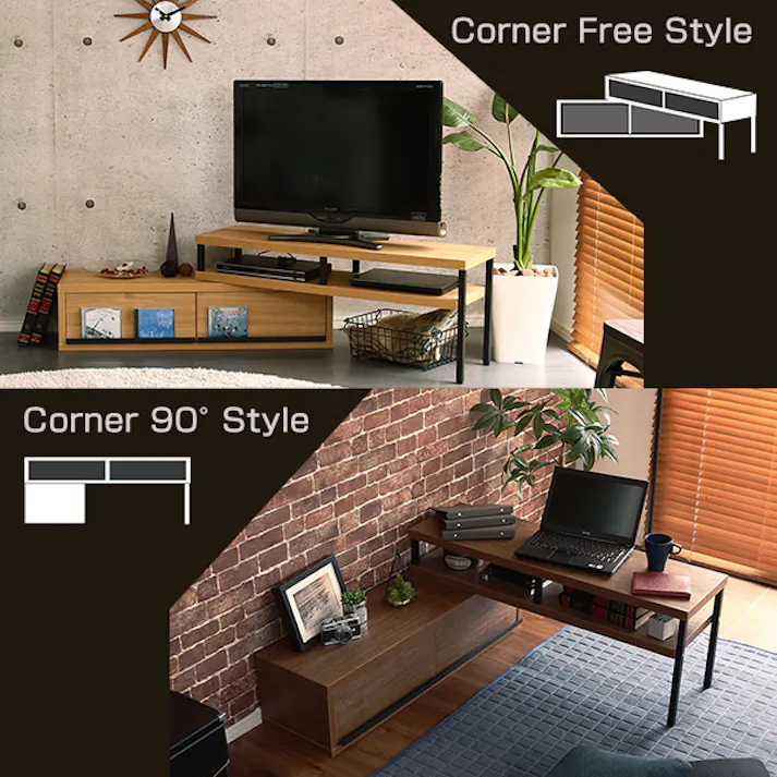 HomeTaste 完成品ヴィンテージ伸縮テレビ台【ZEZEL-ジゼルー】 シャビーオーク モダン テレビ台 伸縮 VR-120EX--SBO【別送品】