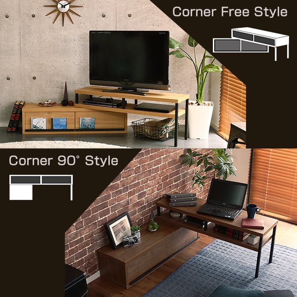 HomeTaste 完成品ヴィンテージ伸縮テレビ台【ZEZEL-ジゼルー