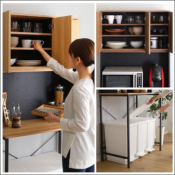 HomeTaste ヴィンテージ30Lごみ箱上ラック ワイドタイプ シャビー