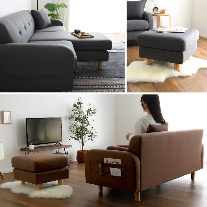 HomeTaste 3人掛けカウチソファ【Zecta-ゼクター】 オフホワイト l字 ソファー 3p ZCT-3P--OWH【別送品】