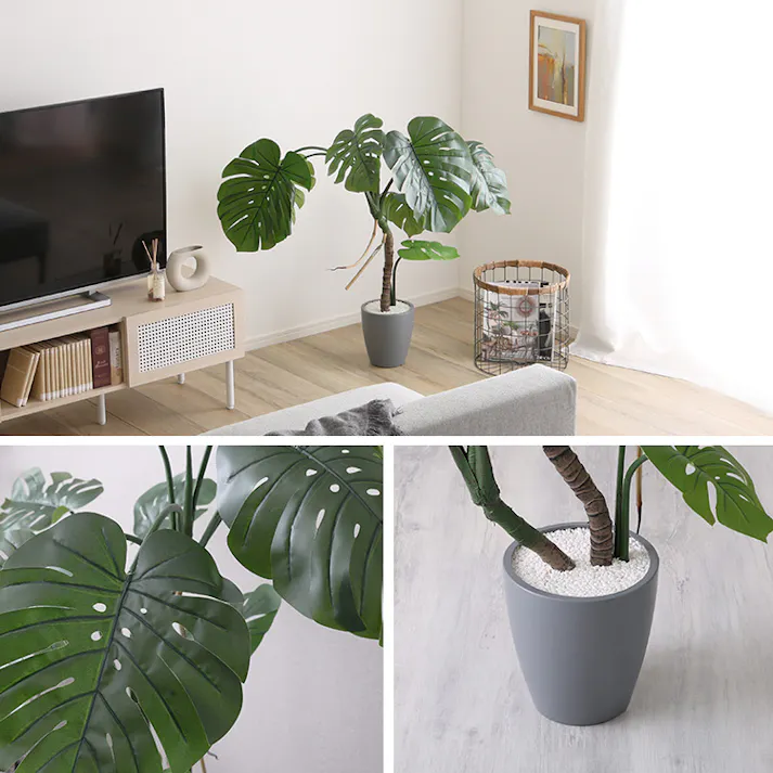 アーバン通商 お手入れ簡単フェイクグリーン モンステラ Sサイズ(120cm) 観葉植物 ジョイント式 鉢付 SH-06-MON-S--GY【別送品】