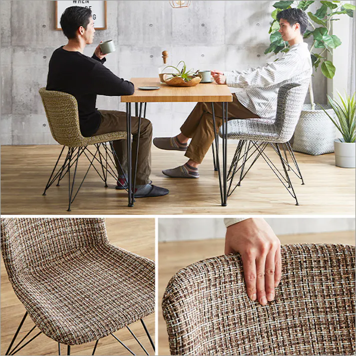 ファブリックダイニングチェア4脚 110cm幅テーブル 5点セット 【PALAY×Umbure】 ヴィンテージ風 コンパクトダイニング 汚れにくい SH-22-FFD5--SH-BR【別送品】