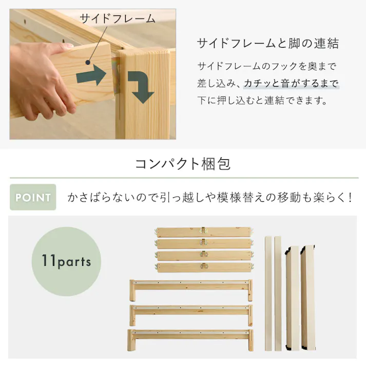 HomeTaste 2分で完成!組立簡単ベッド【Trans-トランズー】(セミシングル) ネジ・工具不要 通気性・頑丈性バツグン 熟睡 TRS-SS--NA【別送品】