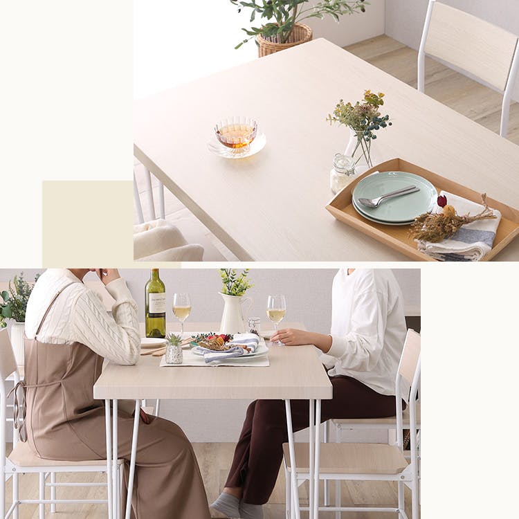 HomeTaste さわやかな背もたれ付きオシャレダイニング7点セット