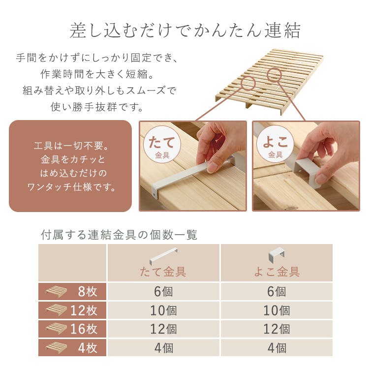 HomeTaste 組み合わせ自由! 天然木 すのこパレットベッド 8枚入り