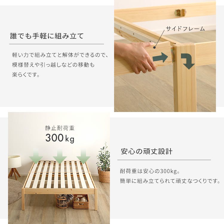 HomeTaste 2分で完成!組立簡単ベッド ハイタイプ ボンネルコイル