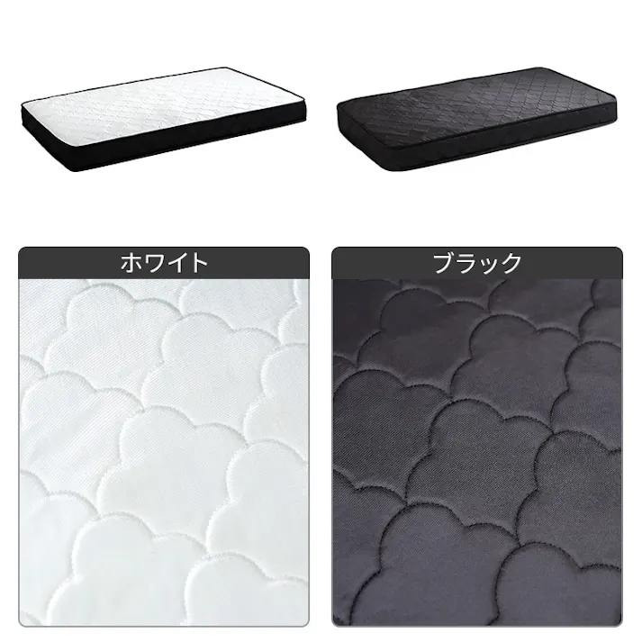 HomeTaste 2分で完成!組立簡単ベッド ポケットコイルマットレスセット(ダブル) ベッド本体:ナチュラル・マットレス:ブラック 工具不要 ロボット掃除機OK ベッド下収納対応 TRS-SRM-D--NABK【別送品】