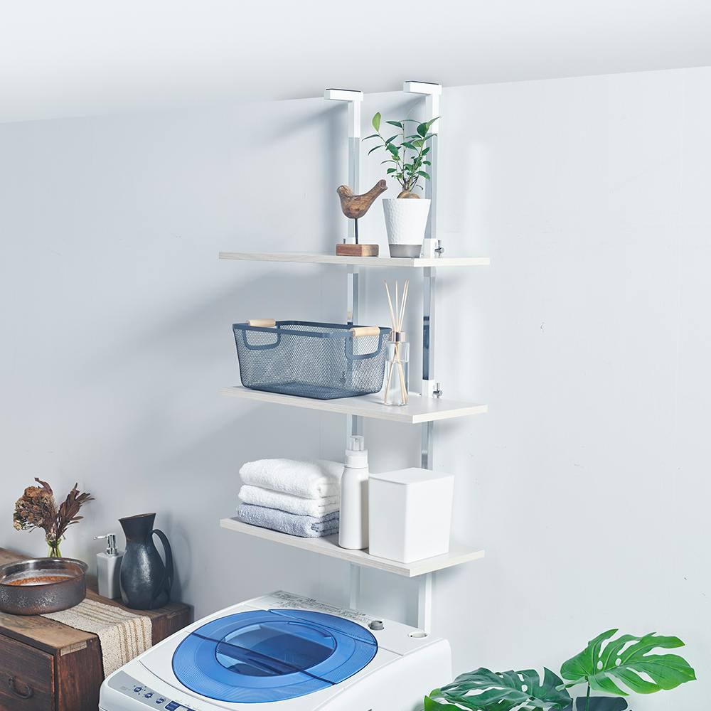 OVITAS 突っ張りランドリーラックロータイプ 50×35×135.0～208.5cm オールホワイト 収納 ランドリーラック オープンラック 2750035【別送品】