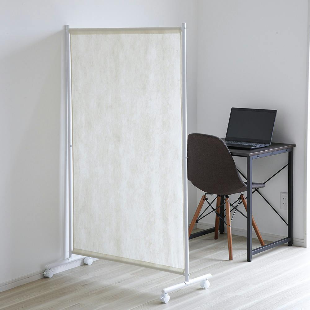 OVITAS パーテーションハンガー 90×43×152cm ホワイト 間仕切り ついたて キャスター付き 2750037【別送品】