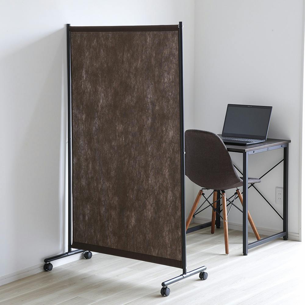 OVITAS パーテーションハンガー 90×43×152cm ブラウン 間仕切り ついたて キャスター付き 2750038【別送品】