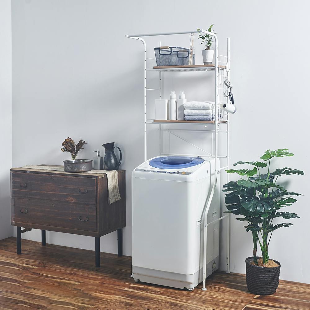 OVITAS ランドリーラック棚2段 59.0～87.0×51.5×182.0～191.0cm