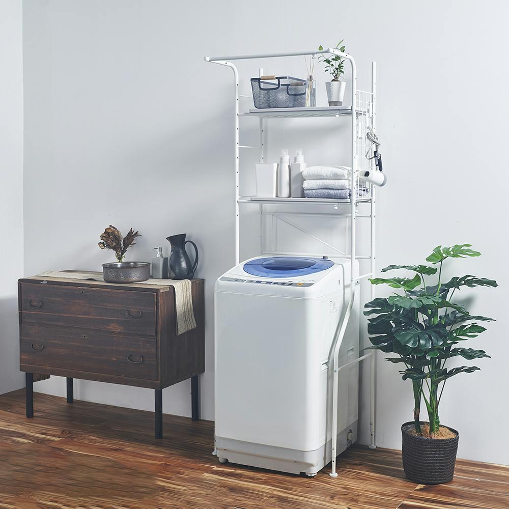 OVITAS ランドリーラック棚2段 59.0～87.0×51.5×182.0～191.0cm オール