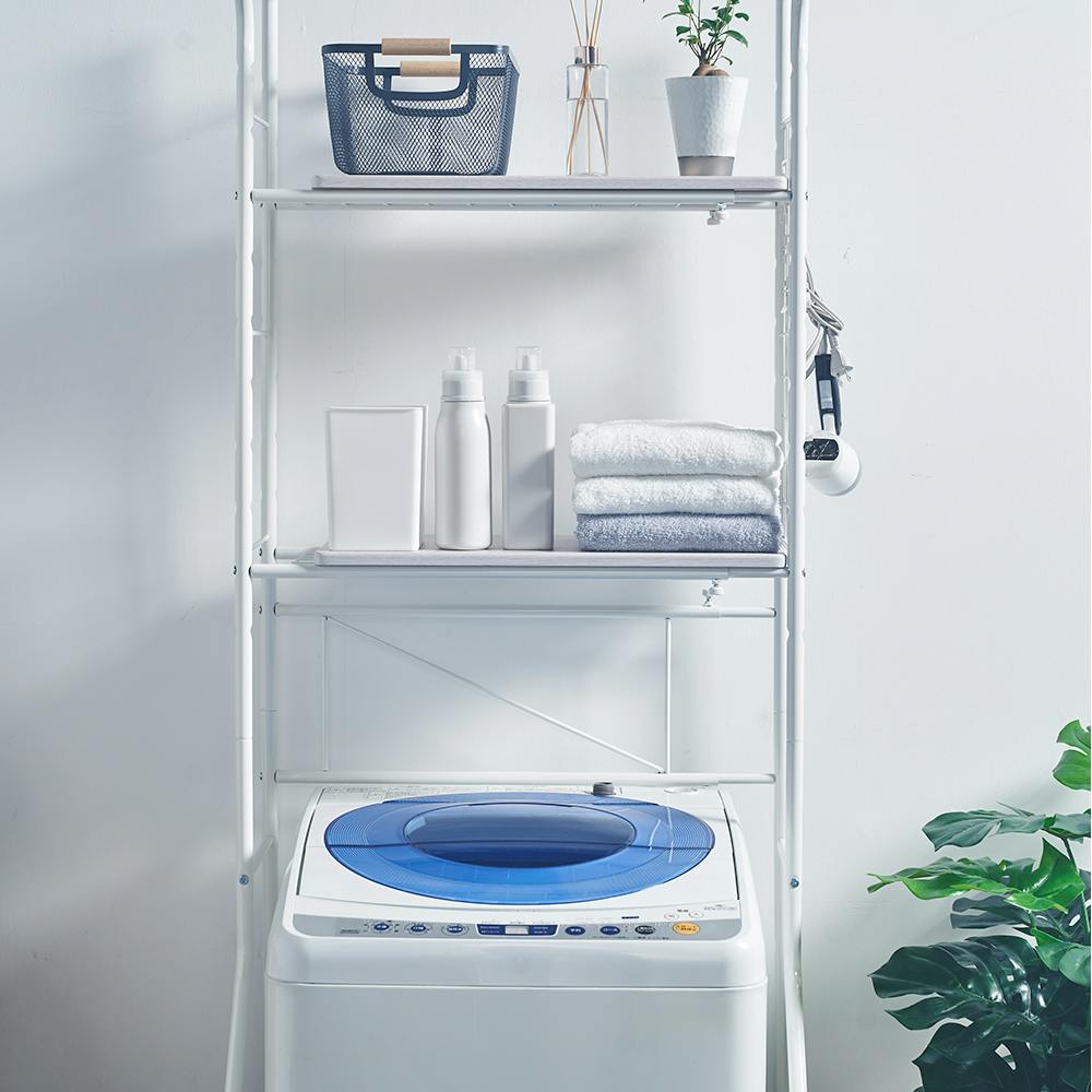 OVITAS ランドリーラック棚2段 59.0～87.0×51.5×182.0～191.0cm オール