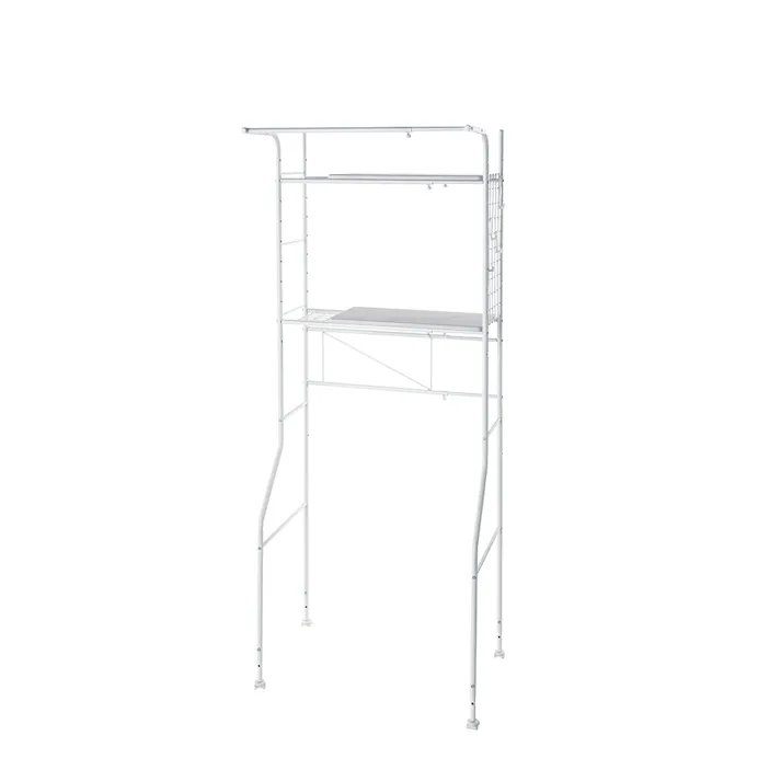 OVITAS ランドリーラック棚2段 59.0~87.0×51.5×182.0~191.0cm オールホワイト 洗濯機ラック 洗濯機上収納 おしゃれ 2750041【別送品】