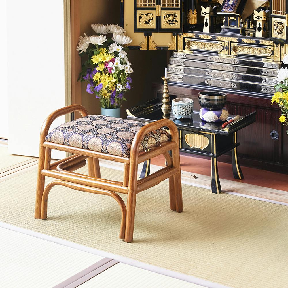OVITAS ラタンスタッキングチェア お仏前用 43.5×38×38cm ラタンチェア 椅子 仏壇 2600447【別送品】