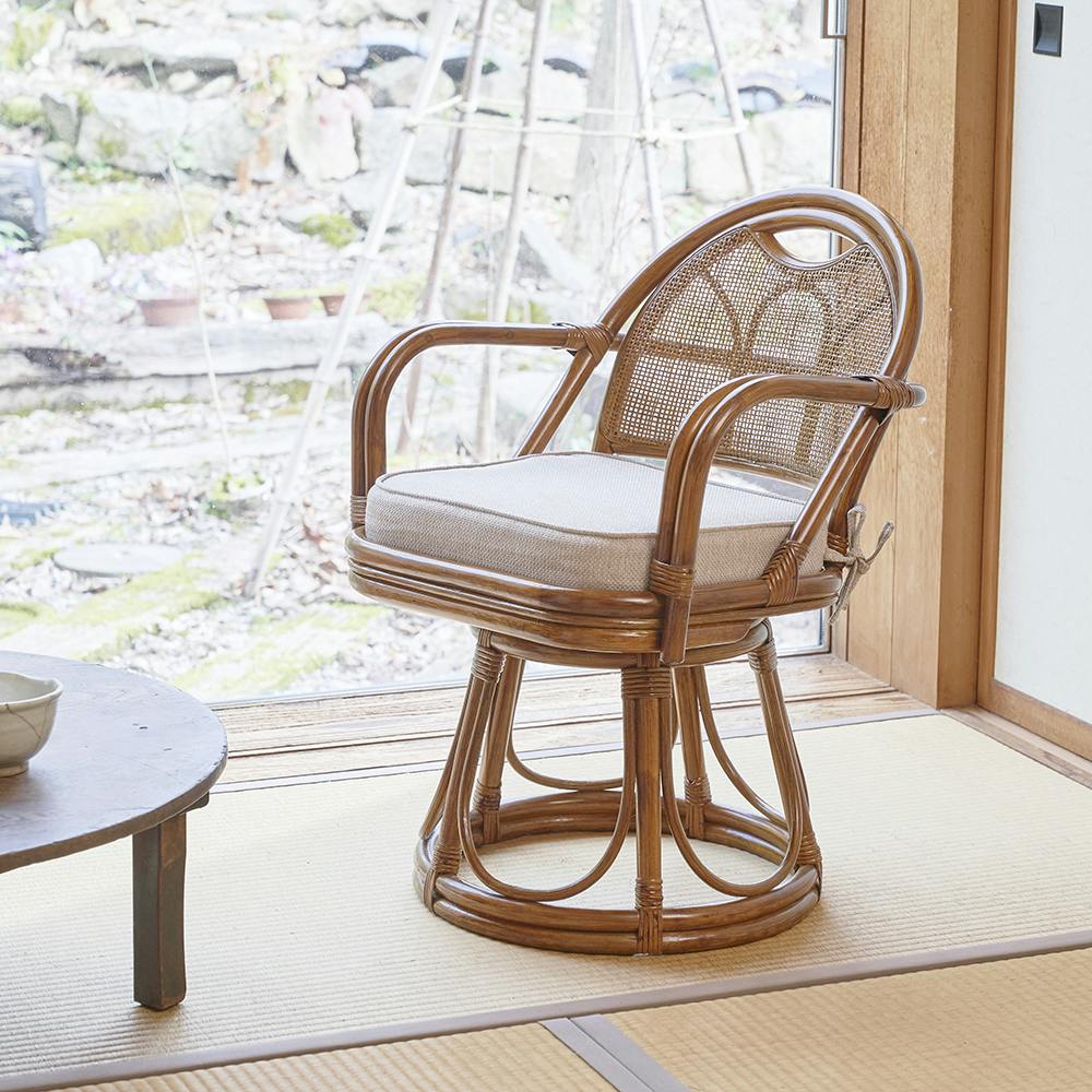 OVITAS 籐椅子ハイ 52×53×68cm ラタンチェア 椅子 座椅子 2600451【別送品】