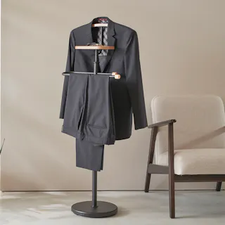 OVITAS スーツハンガー(ブラック) 49×30.5×123cm 収納 ポールハンガー おしゃれ 2750110【別送品】