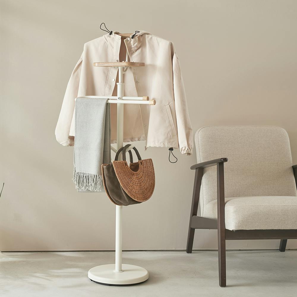 OVITAS スーツハンガー(ホワイト) 49×30.5×123cm 収納 ポールハンガー おしゃれ 2750111【別送品】