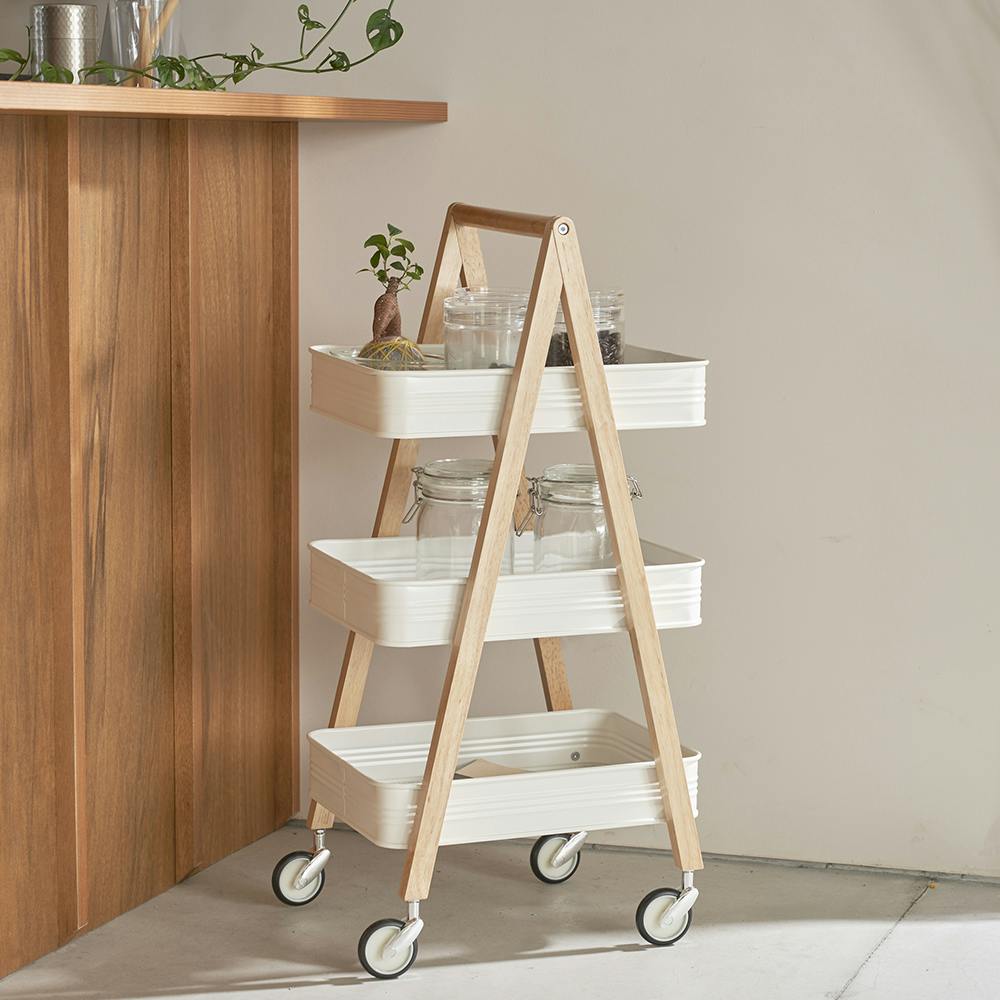 OVITAS 3段ワゴン 34×41×80.5cm ホワイト 収納 キャスター付き おしゃれ 2750113【別送品】