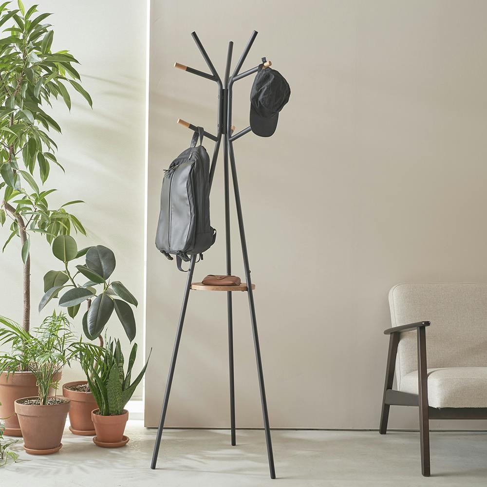 OVITAS トライアングルハンガー(ブラック) 53×53×181.5cm ポールハンガー ハンガーラック おしゃれ 2750114【別送品】