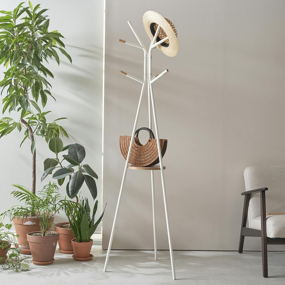 OVITAS トライアングルハンガー(ホワイト) 53×53×181.5cm ポールハンガー ハンガーラック おしゃれ 2750115【別送品】