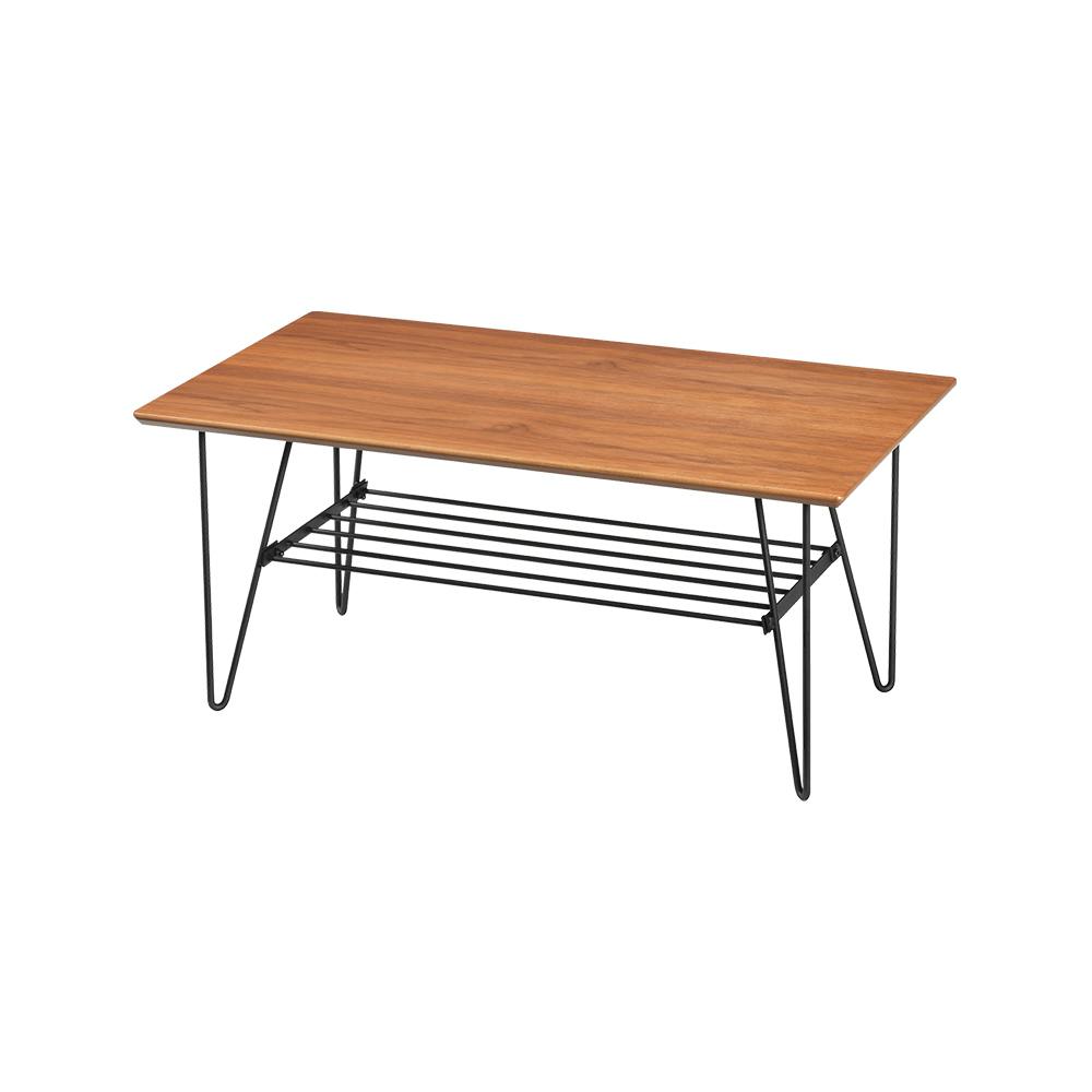 OVITAS リピングテーブル 90×50×40cm ローテーブル 棚付き おしゃれ