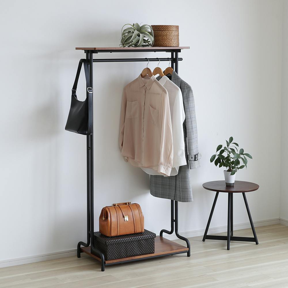 OVITAS 棚付きハンガー 81×40×150.5cm 収納 棚付き ハンガーラック 2750126【別送品】