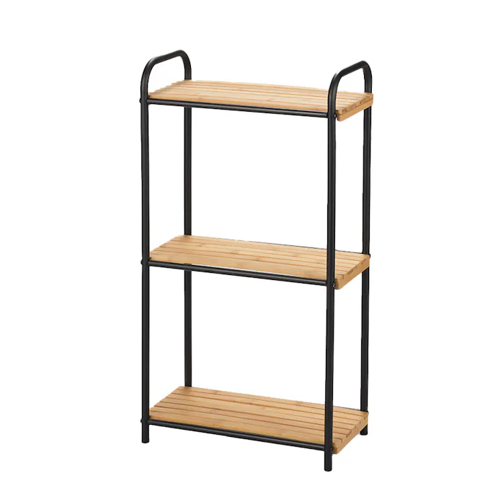 OVITAS スリムラック3段 42×21.5×77.5cm ブラック 収納 棚 おしゃれ 2680054【別送品】